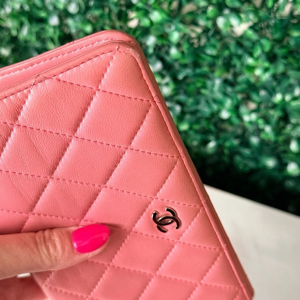 Chanel Pink Quilted Women's Yen Long Wallet Authentic - Picture 7 of 14